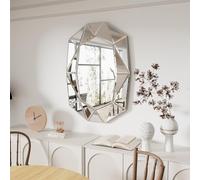 Artloge Beveled Glass Wall Mirror Decorative: Aesthetic Artistic Look Accent Mirrors 100 x 72cm Asymmetrical Decorative Wall Mirror with Beveled Glass for Living Room Bedroom Entryway (Tawny Brown)
