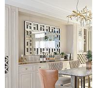 Artloge Decorative Mirror for Wall: 100x70 cm Rectangular Large Silver Vanity with Beveled Glass Grecian Venetian Frame Edge Home Art Modern Accent Decor Bathroom Bedroom Living Room