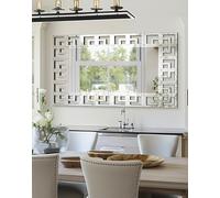 Artloge Decorative Mirror for Wall: 120x70 cm Rectangular Large Silver Vanity with Beveled Glass Grecian Venetian Frame Edge Home Art Modern Accent Decor Bathroom Bedroom Living Room