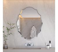 Artloge Irregular Wall Mirror Silver Frameless : 55.9 x 71.1cm Asymmetric Abstract Curved Edge Wall Mirror Decorative Glass Beveled Edge Vanity Mirrors for Living Room,Hallway, Entryway,Bathroom
