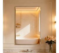 Artloge Large Bathroom Mirror 100 x 70cm Frameless Large Wall Mirrors, Plain Edge Ultra Clear Silver Reflection, 3 Reinforced Hangers Mounting, Rectangle Wall Mirror Modern Bathroom Decor