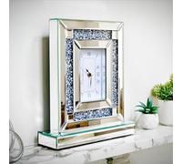 Artloge Mirrored Desk Clock: Decorative 30x9.6x33cm Silver Glass Table Clock for Living Room, Bedroom