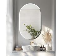 Artloge Oblong Wall Mirror Silver Frameless : 50 x 80cm Decorative Oval Mirrored Glass Vanity with Beveled Edge for Bathroom Living Room Entryway Hallway,Hangs Vertically or Horizontally