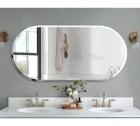 Artloge Oblong Wall Mirror Silver Frameless : 60 x 120cm Decorative Oval Mirrored Glass Vanity with Beveled Edge for Bathroom Living Room Entryway Hallway,Hangs Vertically or Horizontally