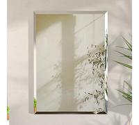 Artloge Rectangular Wall Mirror Silver Frameless Decorative Oval Mirrored Glass Vanity with Beveled Edge for Bathroom Living Room Entryway Hallway,Hangs Vertically or Horizontally (40x50cm)