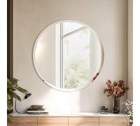 Artloge Round Wall Mirrors 90cm Silver Frameless Beveled Bathroom Mirror | Premium HD Non-Distorted Glass Bedroom Vanity Mirrors for Bathroom Over Sink Vanity,Wall Mount Pre-Drilled Holes,Large