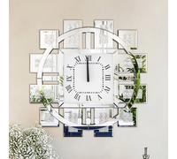 Artloge Silver 60Cm Wall Clock Crushed Crystal Diamond Mirror Jewel Art Decorative Clock