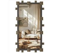 Artloge Vintage Wall Mirror Rectangle Industrial: Retro Wall Mirror with Decorative Resin Piece 102 x 52cm Wall Mounted Mirror Decoration Black Accent Mirror for Bedroom,Bathroom, Entryway,Hallway
