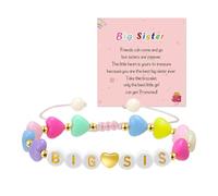Artlunar Big Sister Bracelet, Colorful Little Girls' Sister Jewelry, Letter Beads Bracelet, Sister Jewelry Gifts for Daughter Granddaughter Niece Big Sister Girls, One Size, Acrylic, no gemstone