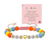 Artlunar Big Sister Bracelet, Colorful Little Girls' Sister Jewelry, Letter Beads Bracelet, Sister Jewelry Gifts for Daughter Granddaughter Niece Big Sister Girls, One Size, Acrylic, no gemstone