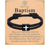 Artlunar Easter Basket Stuffers for Teens Men Women Inspirational Religious Bible Verse Joshua 1:9 Cross Bracelet Braided Rope Adjustable Bracelet Christian Baptism Confirmation Gifts, One Size