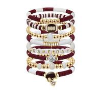 Artlunar Game Day Football Charm Bracelet: Stackable Sports Jewelry for Moms & Dads - Perfect for Football Fans, One Size, Clay Beaded, clay bead