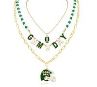 Artlunar Game Day Necklace Stack Football Necklace for Women Stackable Charm Necklace Game Day Accessories Football Mom Outfit Jewelry, Regular, Zinc, No Gemstone