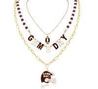 Artlunar Game Day Necklace Stack Football Necklace for Women Stackable Charm Necklace Game Day Accessories Football Mom Outfit Jewelry, Regular, Plastic, No Gemstone