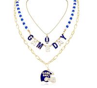 Artlunar Game Day Necklace Stack Football Necklace for Women Stackable Charm Necklace Game Day Accessories Football Mom Outfit Jewelry, Regular, Zinc, No Gemstone