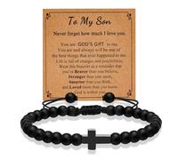 Artlunar Gifts for Son Grandson To My Son Bracelet Braided Cord Bracelet Easter Christian Baptism Birthday Graduation Gifts, One Size, Stone, no gemstone