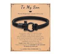 Artlunar Gifts for Son Grandson To My Son Bracelet Braided Cord Bracelet Easter Christian Baptism Birthday Graduation Gifts, One Size, Stone, no gemstone