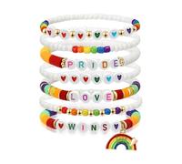Artlunar LGBT Pride Bracelet for Bisexual Lesbian Gay& Allies Pride Love Wins Rainbow Colorful Beaded Clay Elastic Stackable Stretch Bracelet LGBTQ Celebration Gifts, One Size, Plastic, no gemstone