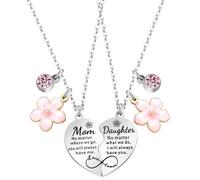 Artlunar Mother Daughter Necklace Mom Heart Matching Necklace, Regular, Stainless Steel, No Gemstone