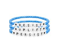 Artlunar Women Gifts: Inspirational Blue Bracelets for Women - 'Resist Uplift Persist' Jewelry, One Size, Plastic, no gemstone