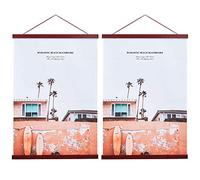 Artmag 2 Pack Magnetic Poster Hanger Frame, 10x14 10x16 10x20 Light Wood Wooden Magnet Canvas Artwork Print Dowel Poster Hangers for Frames Hanging Kit (Mahogany, 10",2 Packs)