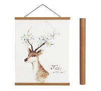 Artmag Magnetic Poster Hanger Frame, 34x22 34x23 34x48 Light Wood Wooden Magnet Canvas Artwork Print Poster Hangers Frames Hanging Kit (Teak Wood, 34")