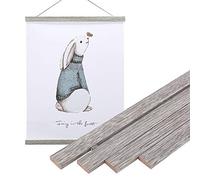 Artmag Magnetic Poster Hanger Frame, Light Wood Wooden Magnet Canvas Artwork Print Poster Hangers for 14x17 14x20 14x22 Frames Hanging Kit (Grey, 14")
