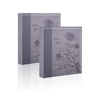 Artmag Photo Album 5x7 2 Packs Clear Pages Pockets Leather Cover Slip Slide in Photo Album Book Each Holds 50 Vertical 5x7 Photos Picture Book for Wedding Family (Grey)