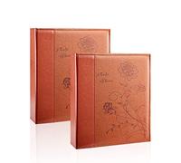 Artmag Photo Album 5x7 2 Packs Clear Pages Pockets Leather Cover Slip Slide in Photo Album Book Each Holds 100 Vertical 5x7 Photos Picture Book for Wedding Family (Brown)