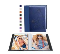 Artmag Photo Album 5x7 Clear Pages Pockets Leather Cover Slip Slide in Photo Album Book Holds 100 Vertical 5x7 Photos Picture Book for Wedding Family (Blue)