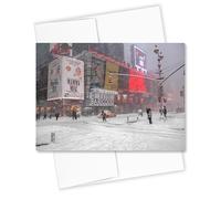ArtMalore Blizzard on Times Square New York City Holiday Greeting Card - 5x7 Inch, Blank Inside, Premium Card Stock with Eco-Friendly Envelope, Frame-Ready, Made in USA