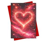 ArtMalore Valentine’s Day Greeting Card - Sparkling Heart Love Card, Premium 5x7 Card with Red Envelope, Blank Inside, Designed & Printed in USA