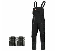ARTMAS Agritrade Ak Classic 100 Slim Bib & Brace Overalls, Men's Mechanic Work Trousers With Knee Pad, Black W32"