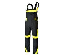ARTMAS Classic Hi Vis Black Yellow Bib Work Trousers Durable Canvas Multi Pockets Reflective 36 38 Inch 54 Eu