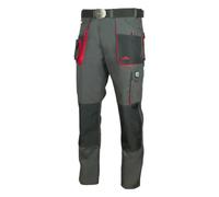 ArtMas Classic Mens Multi Pocket Cargo Heavy Duty Pro Work Trousers, Triple Stitched Cordura Reinforcing Stress Points Knee Pad Pockets, Grey-Red (26/28, NO Knee Pads)