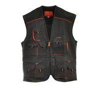 ArtMas Vest Classic, Work Vest, Workwear, Gardener, Mounter, Driver, 270 g/m2, S. 46-60 (52, Graphite/Orange)