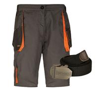 ARTMAS Work Shorts Classic Design Durable Canvas Polyester Cotton Pockets Graphite Orange With Belt 42 44 Inch 60 Eu