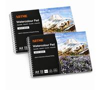 Artme A4 Watercolour Pad, 300gsm, 12 Sheets, Cold Pressed, Acid-Free, Dual Textured Paper, Heavyweight Watercolor Sketchbook for Aquarelle, Gouache & Painting (2 Pack)