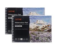 ARTME A4 Watercolour Pad (2 Pack) x 12 Sheets/ 300gsm/ Firmly Textured/Cold Pressed/Cellulose Acid Free/Premium Quality Drawing Pad Sketchbook Aquarelle & Gouache Painting(2 Pack)