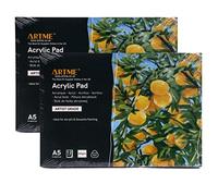 ARTME A5 Acrylic Pad (2 Pack) x 12 Sheets/ 400gsm Extra Heavyweight/ Cold Pressed/ Acid Free - Premium Quality Drawing Pad Sketchbook Acrylic and Gouache Painting (A5 2pk)