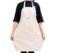 Artme Cotton Artist Apron, Adjustable Neck Strap, Large Pocket, Natural Unbleached Canvas Apron for Painting, Crafting, Pottery, Kitchen & Studio Use