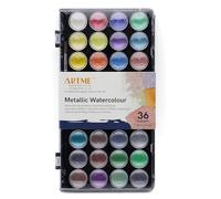 ARTME Metallic Watercolour Painting Cake Palettes with an Artist Brush - 36 Vibrant Colours