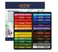 Artme Oil Pastel Paint Sticks 24 Assorted Vibrant Colours. Intense Rich Colour Blendable Texture, for Canvas & Paper, High Coverage, Professional Oil-Based Pastels for Artists Painting