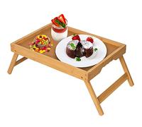 Artmeer Bed Tray Table with Folding Legs,Bamboo Breakfast in Bed for TV Table, Laptop Computer Tray,Eating,Snack Tray(Bamboo)