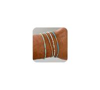 Artmiss Boho Beaded Stretch Bracelet Set Turquoise Blue Mint Green Gold Accents for Women 4PCS