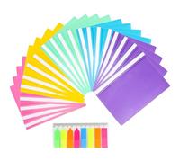 Artmitz 20PCS A4 Project Folder Two-Prong Document Organizer Folder, Plastic Display Folder with Clear Cover, Includes 100 Sheets of Sticky Labels for Document and File Classification