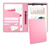 Artmitz A4 Clipboard Folder, Leather Portfolio Folder Suitable for Work, Writing, and Meetings, Faux Folder with A4 Paper and Pen (Pink)
