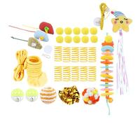 Artmitz Interactive Cat Toys Bundle - 31 Piece Kitten Cat Toy Set with Door Hanging Teaser, Bell, Fuzzy Balls, Springs, Teething Stick & Catnip Mouse - Fun Indoor Play for Cats & Kittens (Yellow)