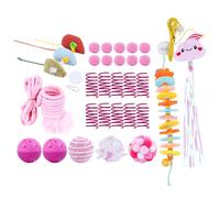 Artmitz Interactive Cat Toys Bundle - 31 Piece Kitten Cat Toy Set with Door Hanging Teaser, Bell, Fuzzy Balls, Springs, Teething Stick & Catnip Mouse - Fun Indoor Play for Cats & Kittens (Pink)