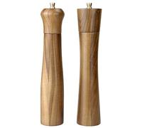 Artmujohn 10 inches Wooden salt and pepper grinder set, Acacia wood handicrafts mills shakers, Refillable spice grinders, Adjustable ceramic rotor grinder,Customize gift mills set (2pcs in box)